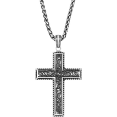 Lynx Cross Pendant Necklace - Silver/Black