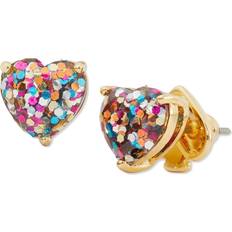 My Love Glitter Heart Studs - Gold/Multicolour