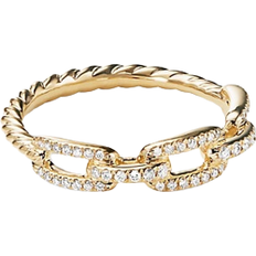 David Yurman Stax Single Row Pave Chain Link Ring - Gold/Diamonds