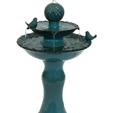 Blue Fountains & Garden Ponds Sunnydaze Resting Birds Ceramic 2-Tiered