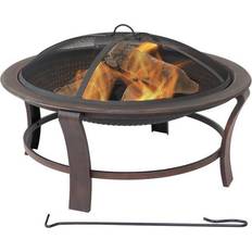 Sunnydaze Elevated Outdoor Fire Pit Bowl with Spark Screen 17"