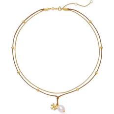 Leather Necklaces Tory Burch Kira Pendant Necklace - Gold/Pearl