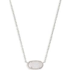 Kendra Scott Elisa Pendant Necklace - Silver/Iridescent Drusy