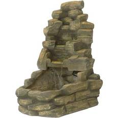 Outdoor water fountains Sunnydaze Stone Falls Outdoor Fountain