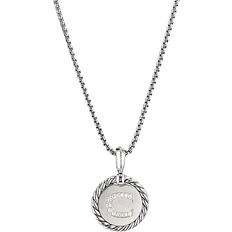 David Yurman Initial Charm Necklace - Silver/Diamonds