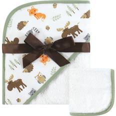 Green Baby Towels Hudson Baby Print Woven Hooded Towel and Washcloth Woodland