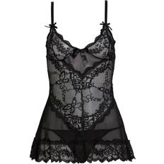 Valentine Soft Cup Babydoll Chemise & G-String Thong - Black