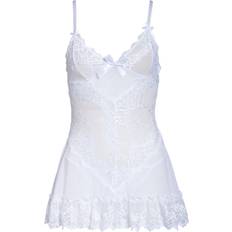 Elastane/Lycra/Spandex - Women Negligées OH LÀ LÀ CHÉRI Valentine Soft Cup Babydoll Chemise & G-String Thong - White