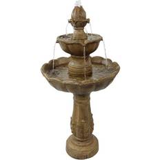 Brown Fountains & Garden Ponds Sunnydaze 2-Tier Blooming Flower Outdoor Water