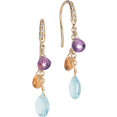 Marco Bicego 18K Yellow Gold Paradise Mixed Gemstone Drop Earrings