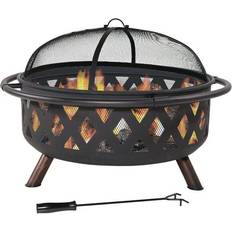 Garden & Outdoor Environment Sunnydaze Black Crossweave Fire Pit L