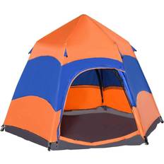 4 man tents Outsunny 6 Person Pop Up Camping Tent Orange/Blue