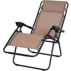 OutSunny Zero Gravity Lounger w/ Head Pillow Beige