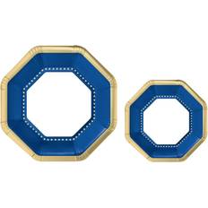 Blue Disposable Plates Amscan 10.25 in. and 7.5 in. Octagonal Bright Royal Blue Premium Plates Multipack (40-Piece)