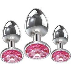 Anal plug set Evolved Adam & Eve Pink Heart Gem Anal Plug Set Silver