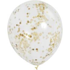 Unique Party (3 Pack) Latex Confetti Balloons, 12 in, Gold, 6ct