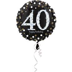 Amscan Folienballon 40 Sparkling Birthday, Schwarz, Silber, Gold (5)