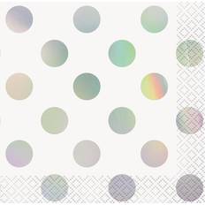 Hopea Paperiset lautasliinat Unique Party Foil Polka Dot Paper Beverage Napkins, 5 in, Iridescent, 16ct