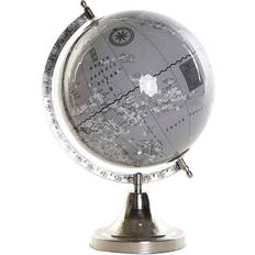 Zilver Wereldbollen Dkd Home Decor Wereldbol Globe Grijs Aluminium Voet 32 x 23 cm