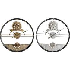 Dkd Home Decor Wall Clock Silver Golden Iron Gears (2 pcs) (60 x 5 x 60 cm) Wall Clock