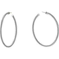 David Yurman Silver Earrings David Yurman Large Cable Hoop Earrings - Silver