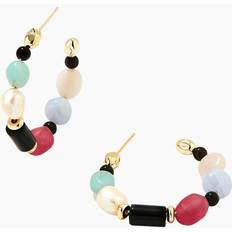 Obsidian Jewelry Kendra Scott Willa Beaded Hoop Earrings - Gold/Multicolour