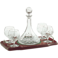 Galway Crystal Longford Miniature Brandy Decanter Tray Set Serving 6pcs