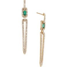 Green Earrings David Yurman Stax Elongated Drop Earrings - Gold/Diamond/Emerald