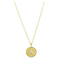 David Yurman Women Jewelry David Yurman Initial A to Z Charm Necklace - Gold/Diamonds