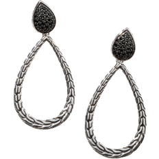 John Hardy Sterling Silver Classic Chain Drop Earrings with Black Sapphire & Black Spinel