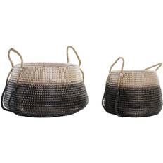 Multicolor Cajas y Cestas Dkd Home Decor Juego De Cestas Natural Gris Hierba Marina 52 x 52 x 44 cm (2 pcs) Cesta