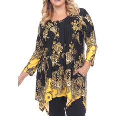 Paisley Tops White Mark Paisley Scoop Neck Tunic Top Plus size - Yellow