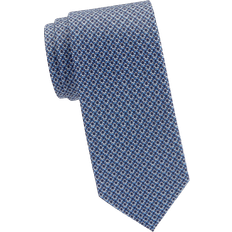 Ferragamo Gancini Print Silk Tie - Navy Blue