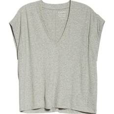 Frame Le Mid Rise V Neck Tee - Gris Heather