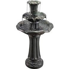 Teamson Home Outdoor Lily Flower Stone 3-Tier Waterfall Fountain