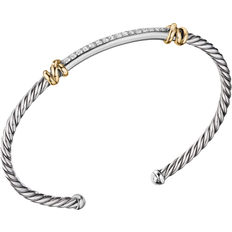 David Yurman Petite Helena Two Station Wrap Bracelet - Silver/Gold/Diamond