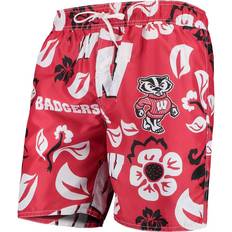 3XL Swimming Trunks Wes & Willy Wisconsin Badgers Floral Volley Swim Trunks - Red