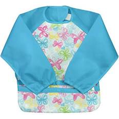 Green Sprouts Snap & Go Easy Wear Long Sleeve Bib Aqua Watercolor Butterflies