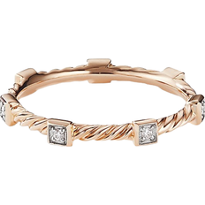 David Yurman Rose Gold Rings David Yurman Cable Collectibles Stack Ring - Rose Gold/Diamonds