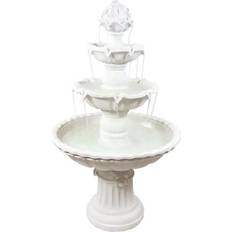 Garden Decorations Sunnydaze 3-Tier Outdoor Water Fountain with Fruit Top