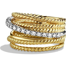 David Yurman White Gold Rings David Yurman Crossover Ring - Gold/Diamonds