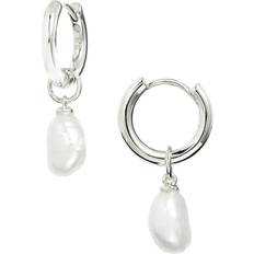 Kendra Scott Baroque Charm Huggie Hoop Earrings - Silver/Pearl