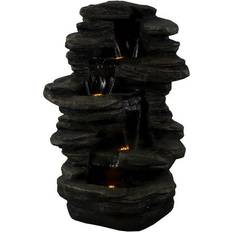 Fountains Sunnydaze Stacked Shale Outdoor Rock Waterfall Fountain