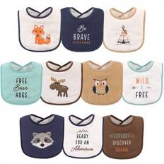 Polyester Drool Bibs Hudson Drooler Bibs Woodland Creatures 10-pack