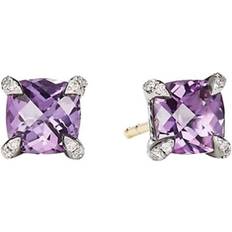 David Yurman Earrings David Yurman Châtelaine Stud Earrings - Silver/Gold/Diamonds/Purple