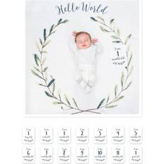 Hello World Baby's First Year Swaddle Blanket and Cards Set
