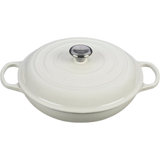 Cast Iron Hob Shallow Casseroles Le Creuset White Signature with lid 3.31 L 29.845 cm