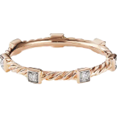 David Yurman Rose Gold Rings David Yurman Cable Collectibles Stack Ring - Rose Gold/Diamonds