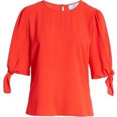 CeCe Tie Sleeve High/Low Blouse - Scarlet Red Glow