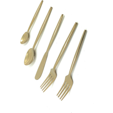 Dishwasher safe gold flatware Vibhsa Modern Gold Flatware Cutlery Set 20pcs